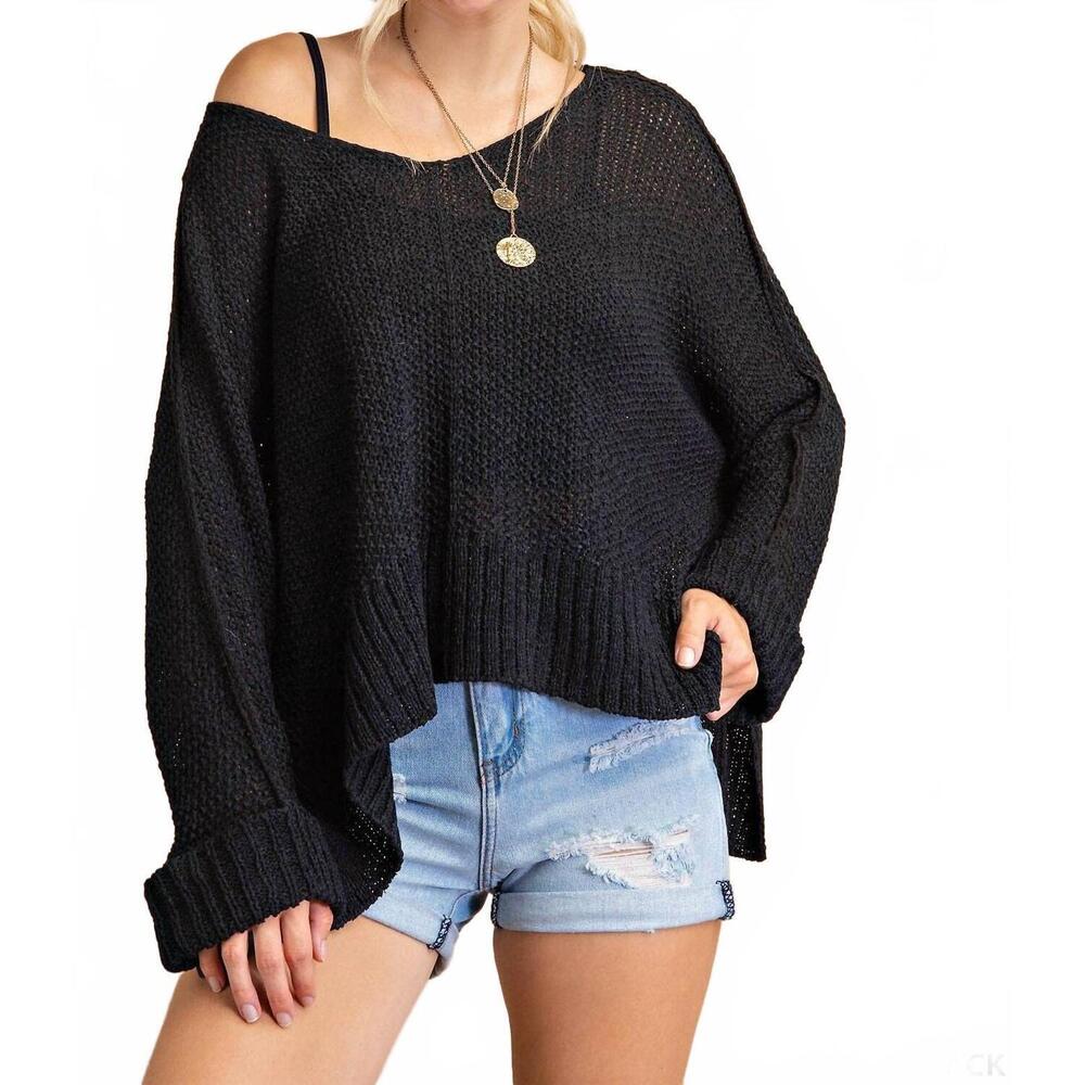NEW KORI soft thread v neck sweater in black